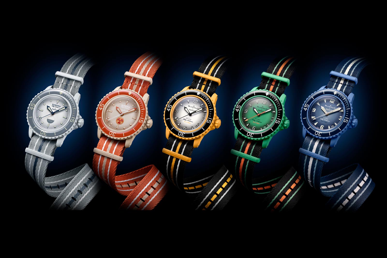 The Blancpain X Swatch Scuba Fifty Fathoms collection launched 2023