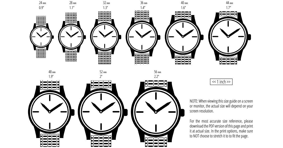 Watch Size Guide Sizes