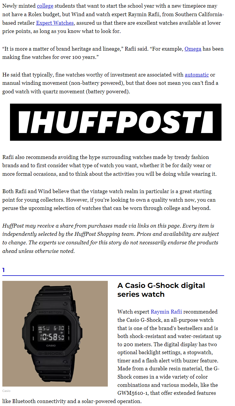 Huffpost about Experts Watches - Buying Watches