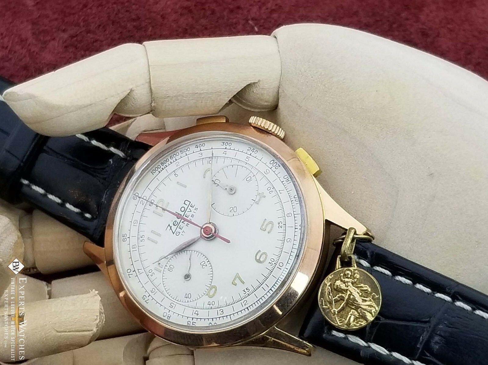 Vintage Zedon Geneve Chronograph Landeron 148 Gold Plated Watch Milita ...