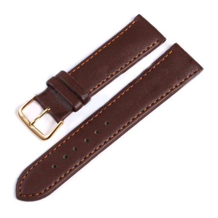 Retro PU Leather Watch Strap Band Metal Buckle Black & Brown 18 MM