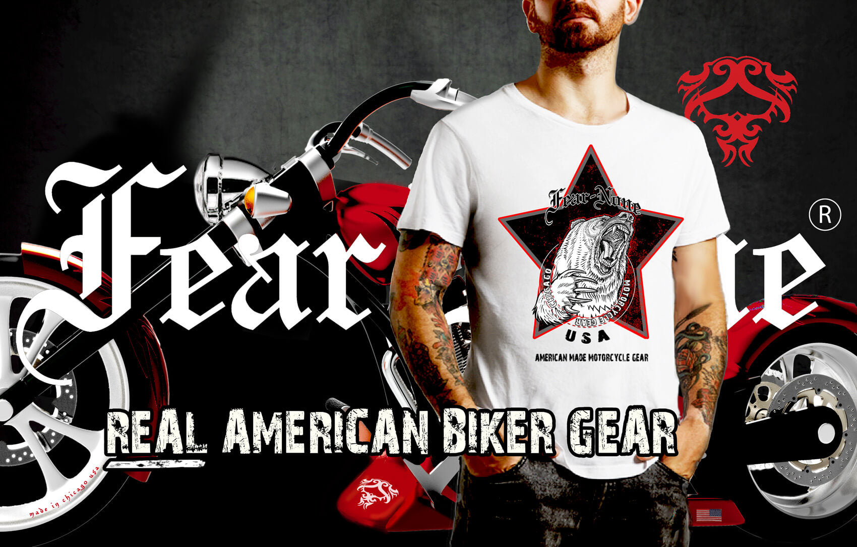 fear none motorcycle gear's short sleeve  summer white collection