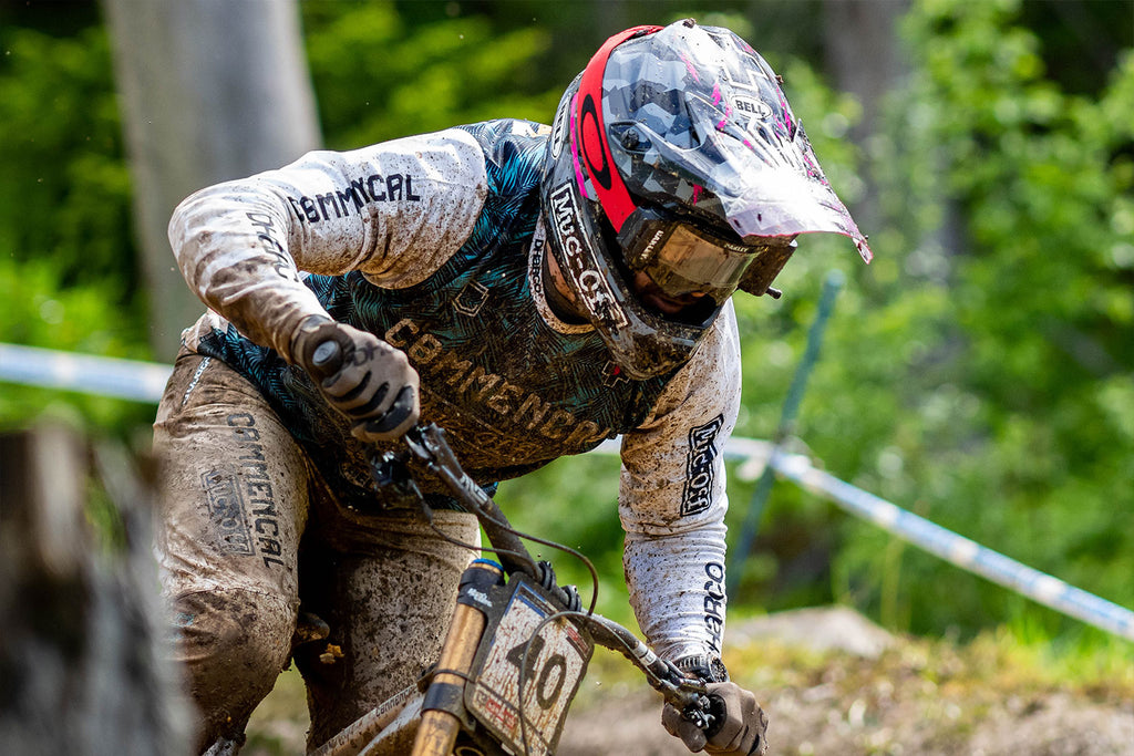 Commencal Muc-off riding through muddy conditions