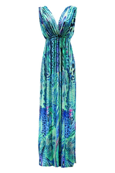 Turquoise Peacock Maxi Dress – Miss Iny