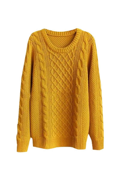 Mustard Cable Knit Sweater – Miss Iny
