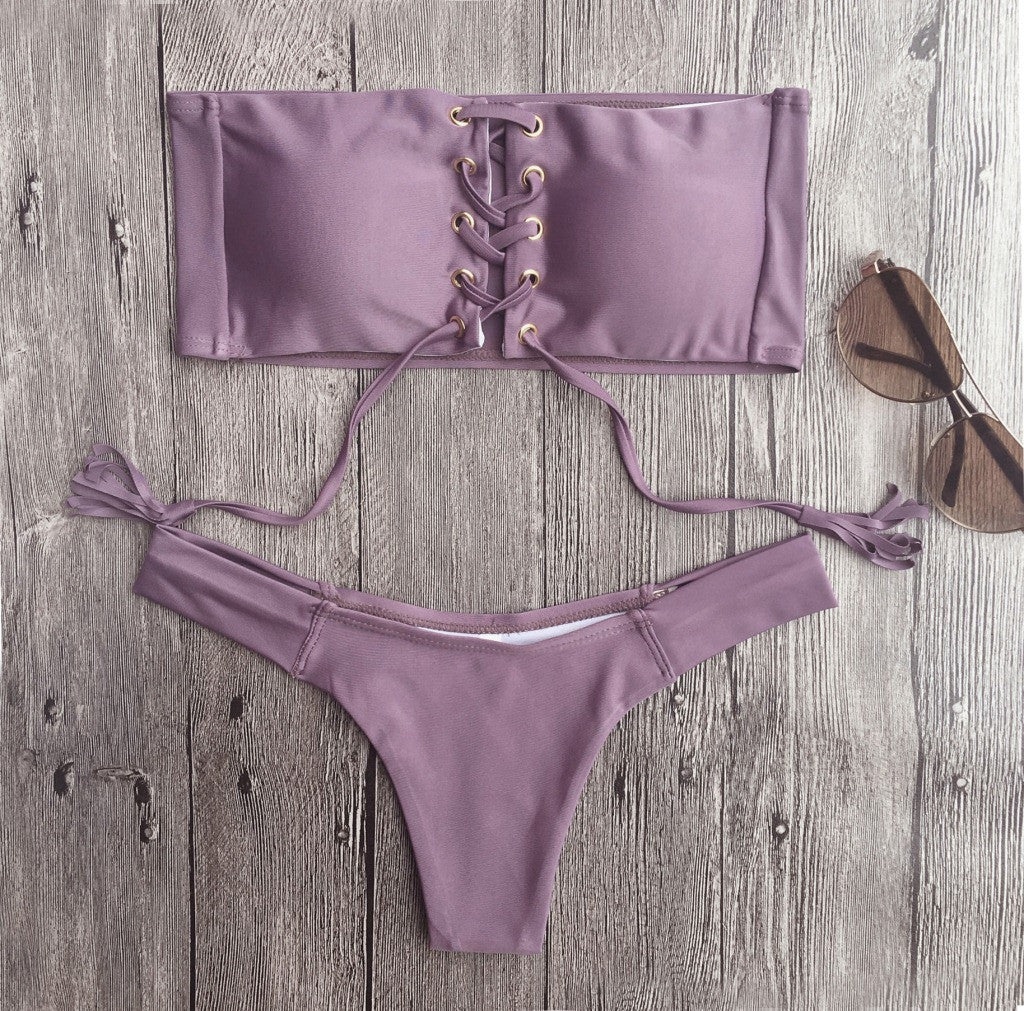 Lace Up Strapless Bikini Set – VIVIMARKS