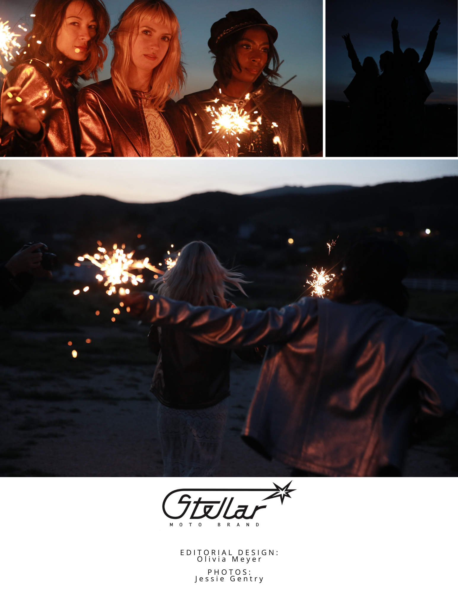 Closeup and action shot of motorcyclists with sparklers