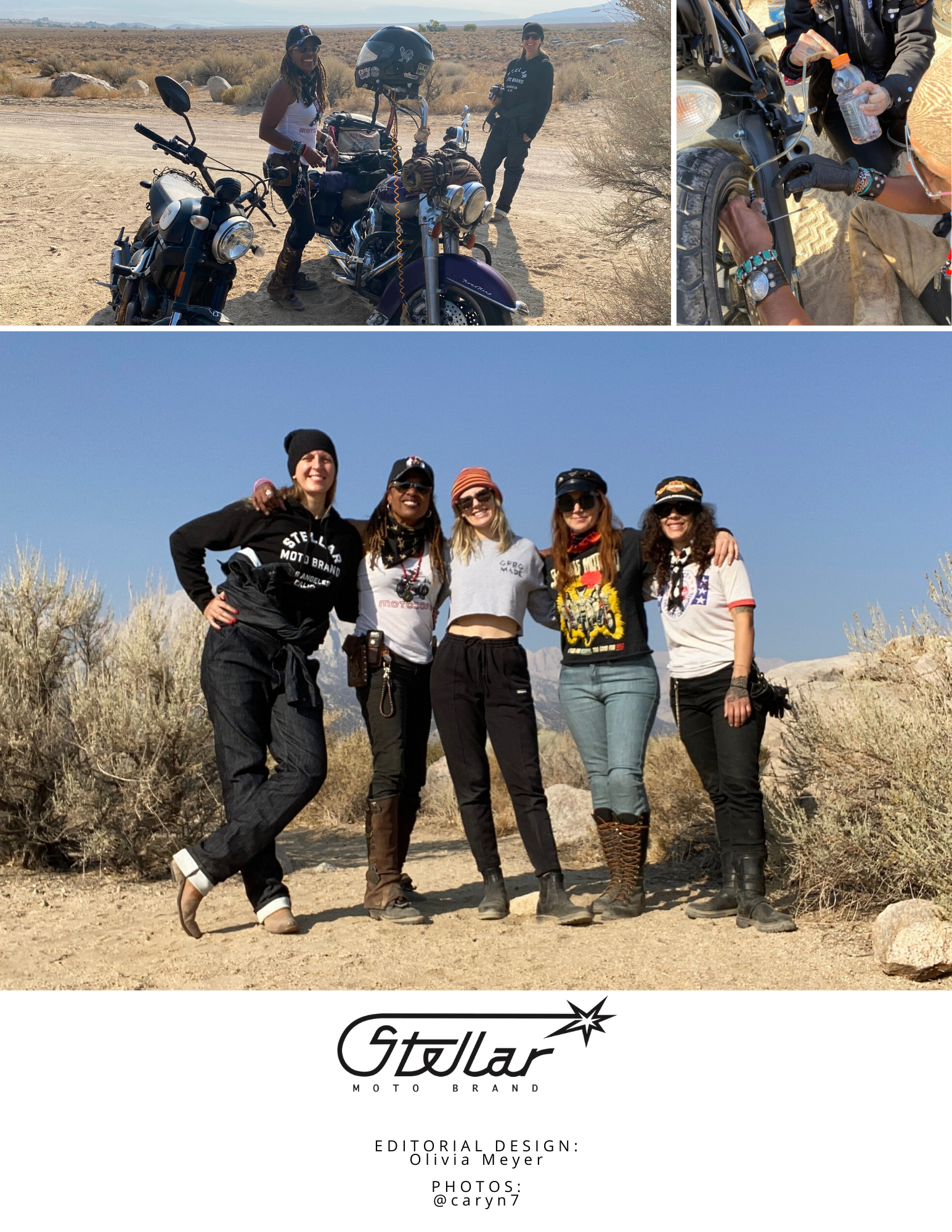 Motorcyclists camping and posing for a picture