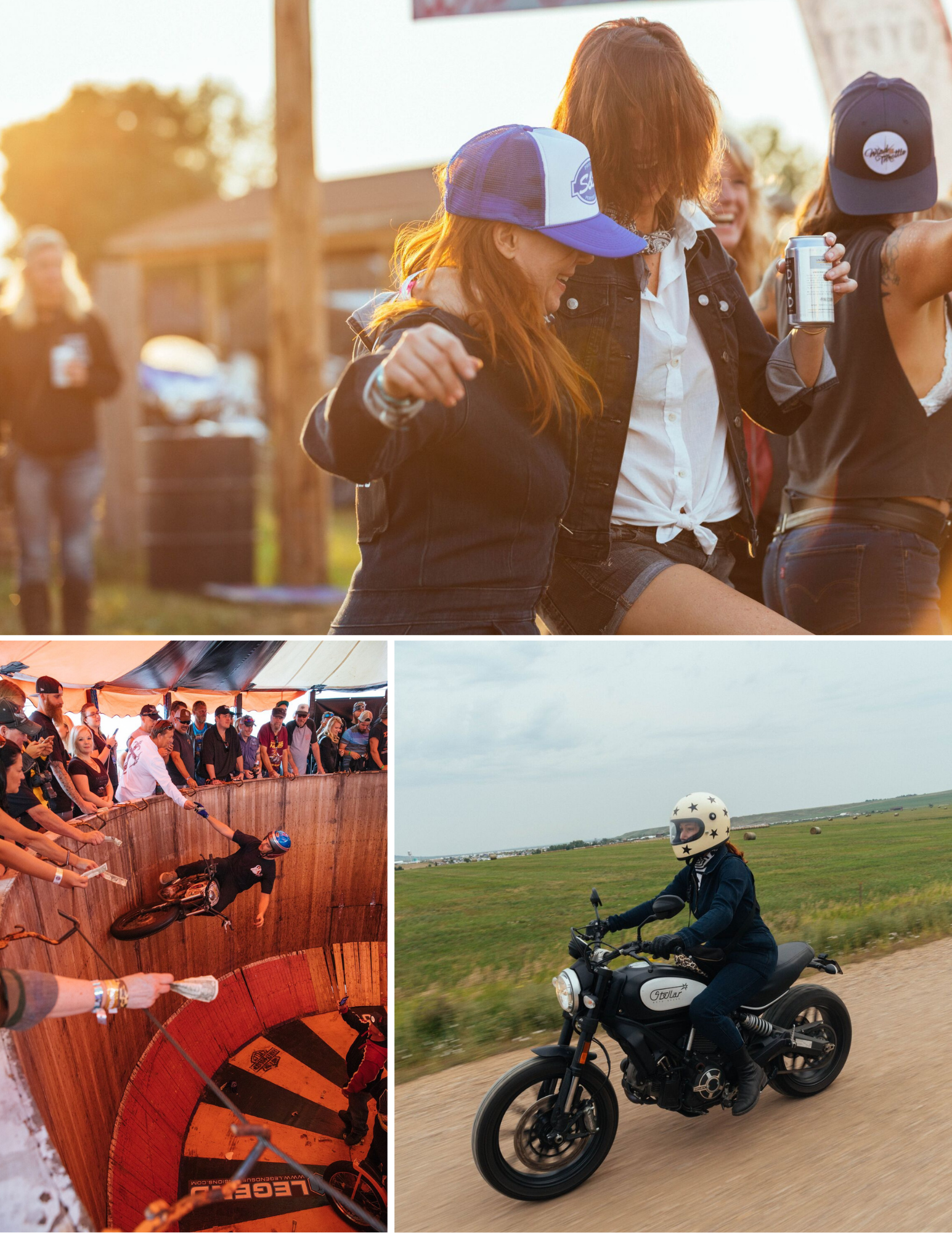 Female motorcyclists having fun