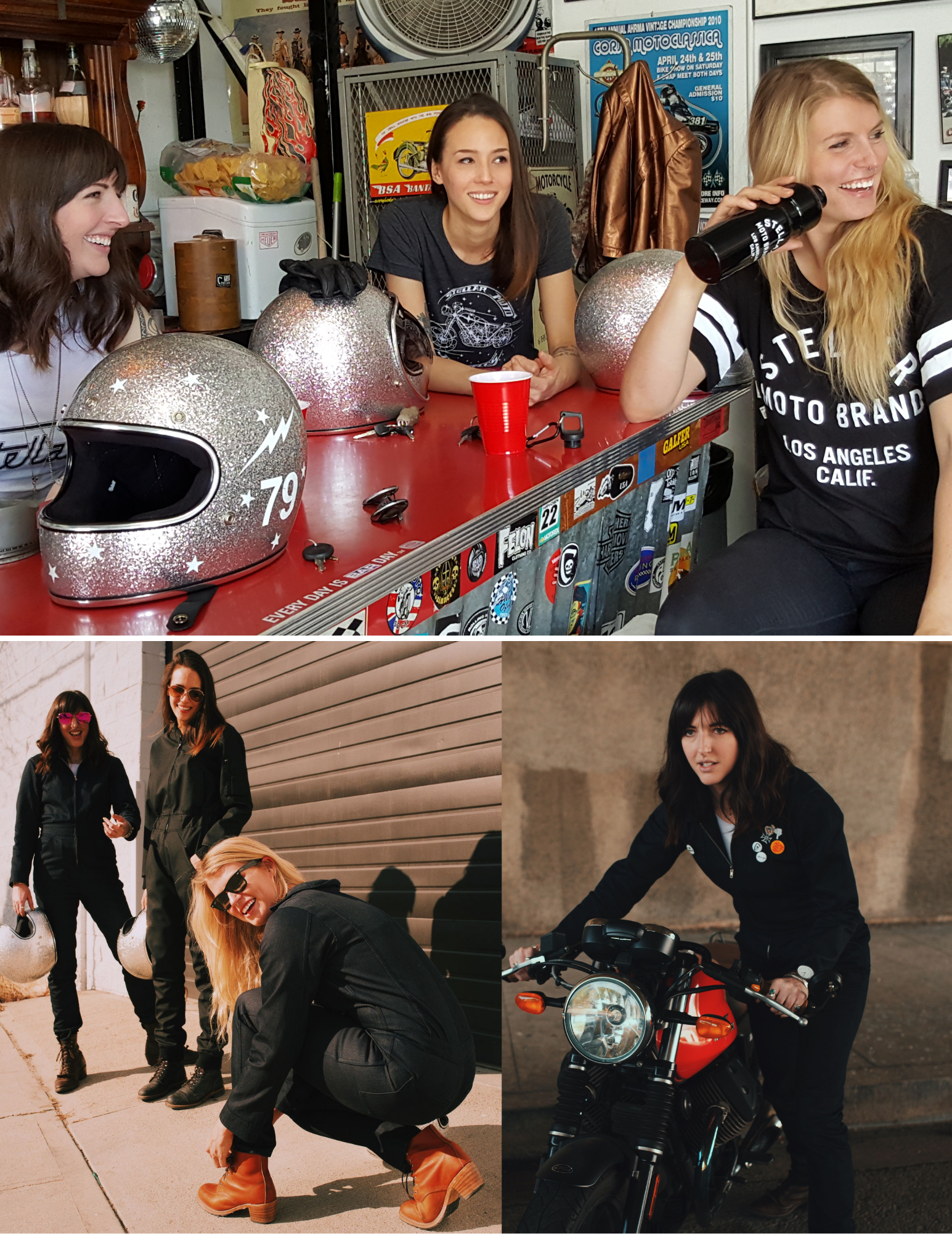 Female motorcyclists hanging out at the Clubhouse