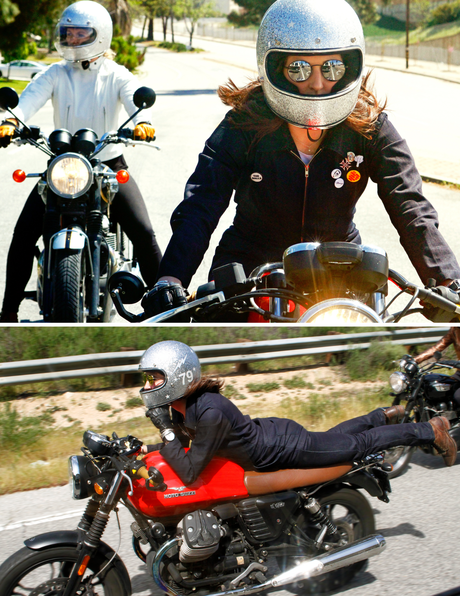 Female Motorcyclists wearing protective motorcycle gear