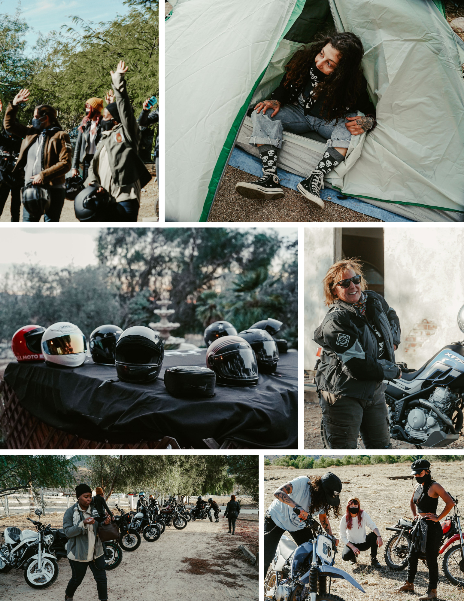 Pitching tents and signing in to the Stellar Moto Ranch