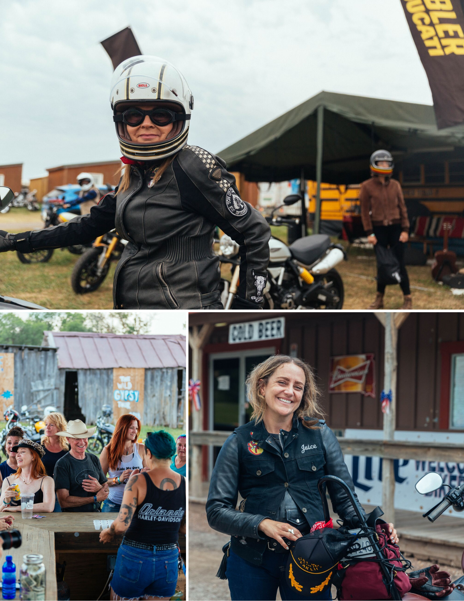 Female motorcyclists getting ready to ride