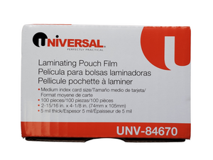 Universal Clear Laminating Pouches, 5 mil, Medium Card Size, 100/Box (UNV-84670)