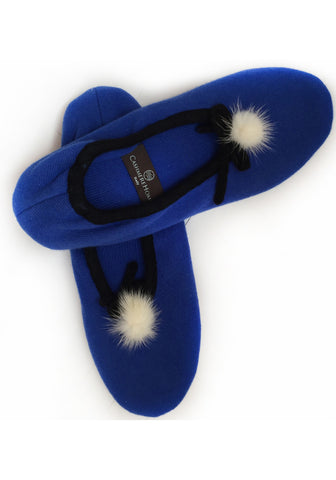 cashmere pom pom slippers