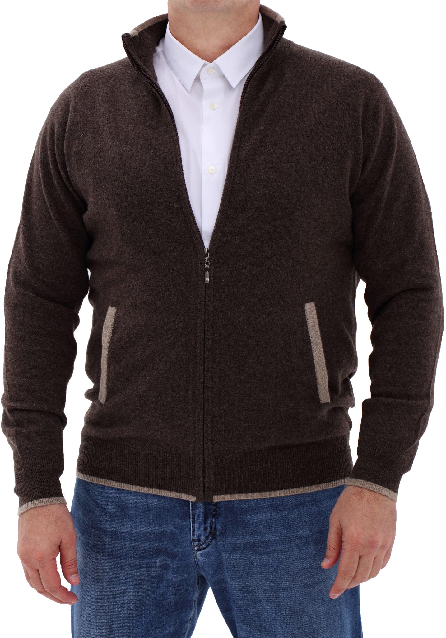 mens cashmere cardigan zipper