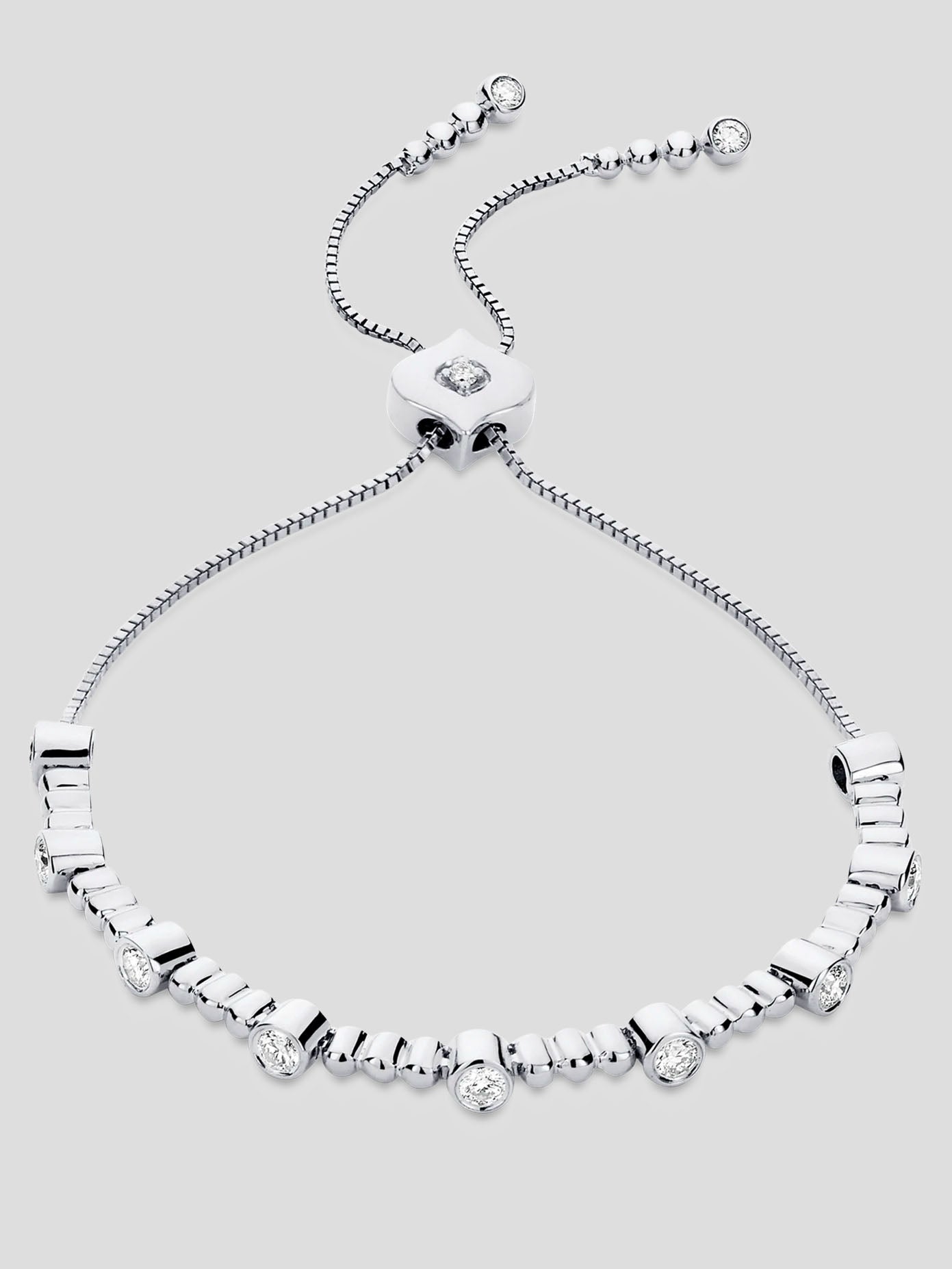 18k White Gold Isadora Bezel Diamond Bolo Bracelet