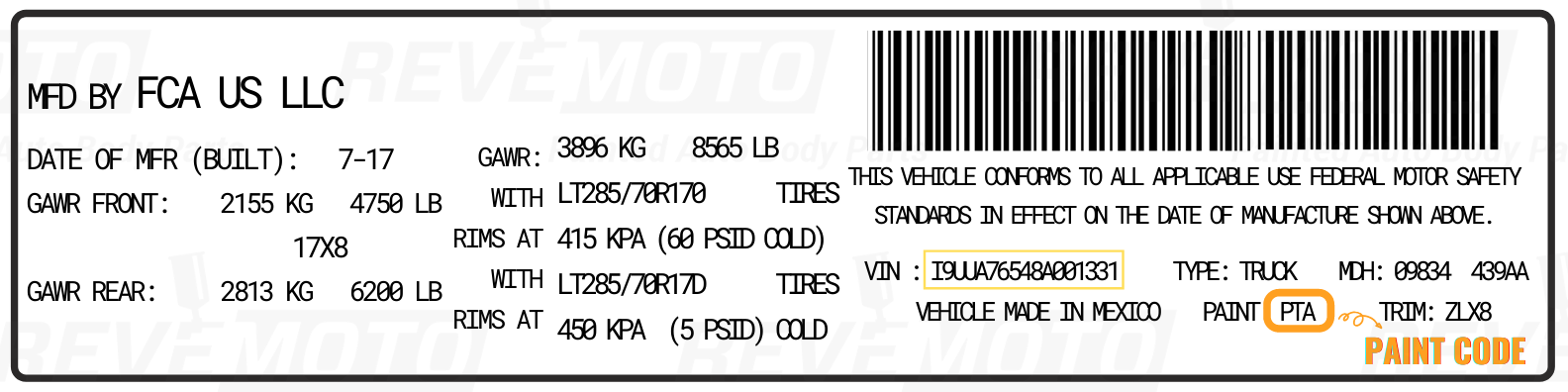 manufacturing code