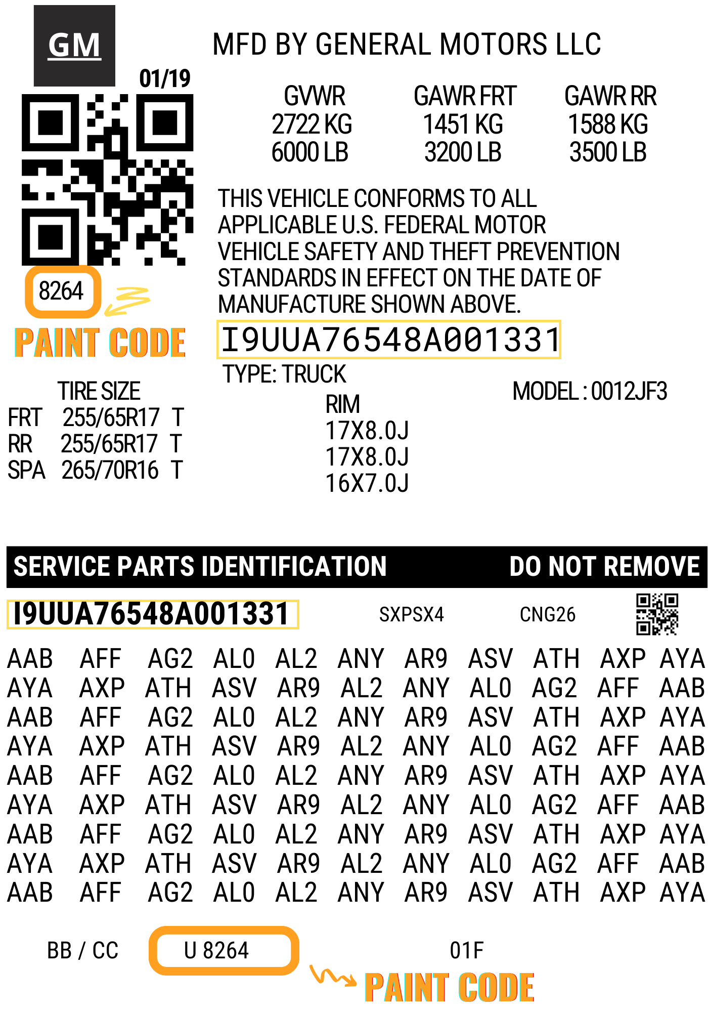 manufacturing code