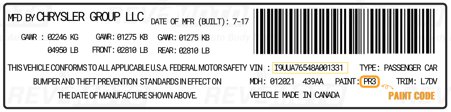 manufacturing code