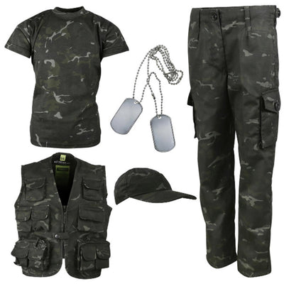 Boys Kids Army Clothing T-Shirt Trousers Vest Helmet Cap Bag BTP MTP Camo  Outfit
