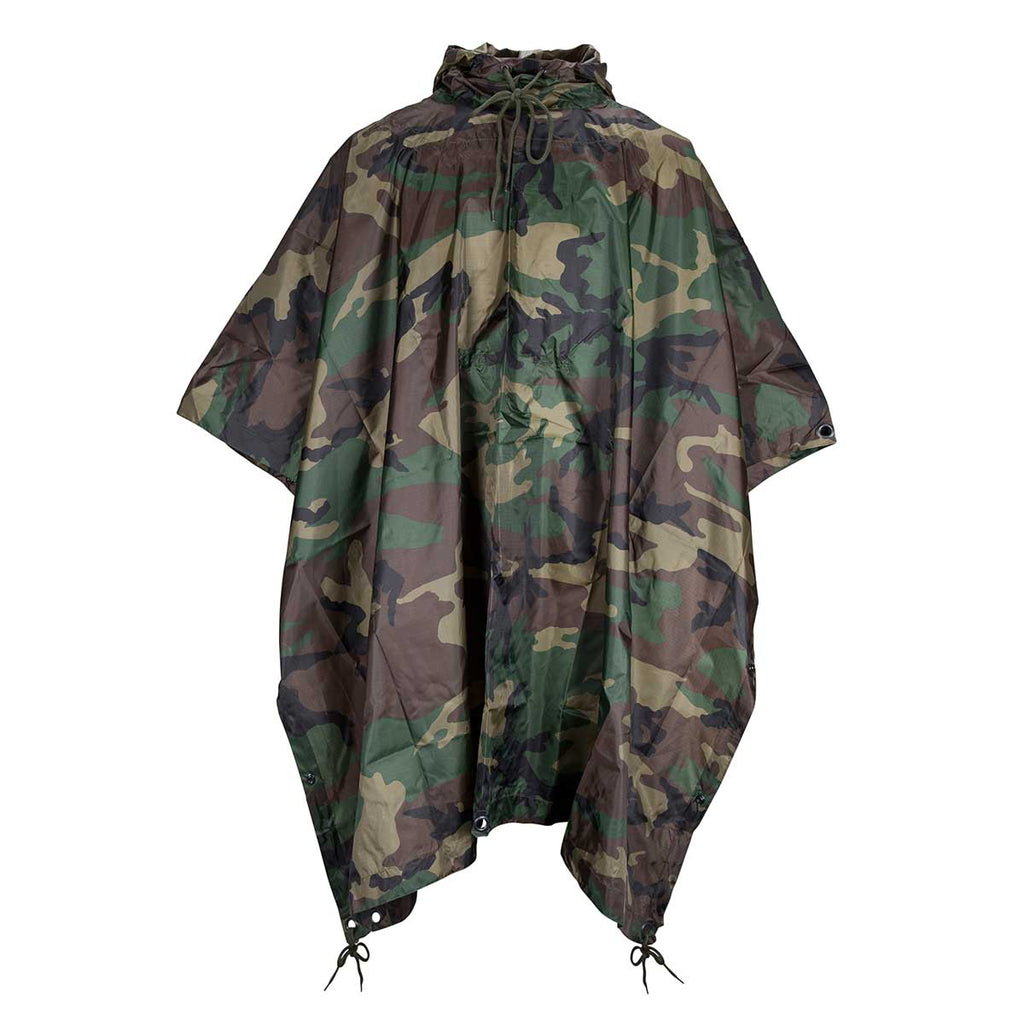 MFH Waterproof Ripstop Poncho Woodland Camo | Military Kit