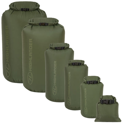 Highlander Olive Green Waterproof Dry Bags 1-140L | Military Kit ...