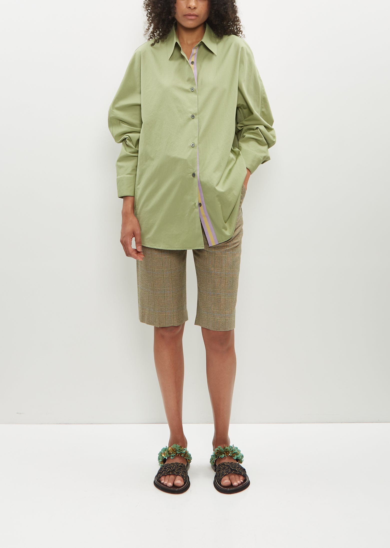 Shop Dries Van Noten Casio Tape Shirt In Light Green