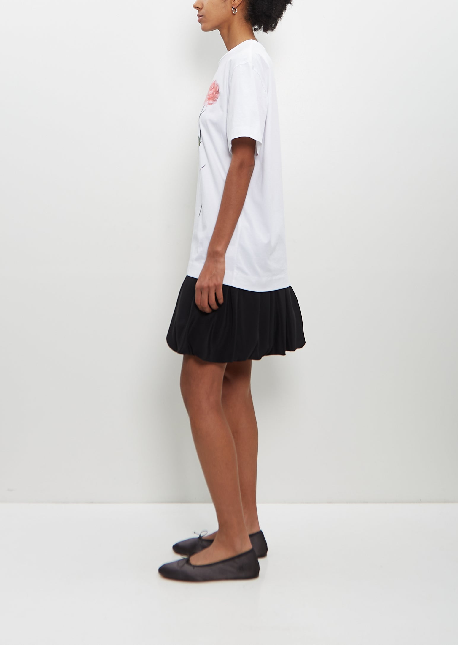 Simone Rocha Women Carnation Print Short Sleeve T-shirt In White
