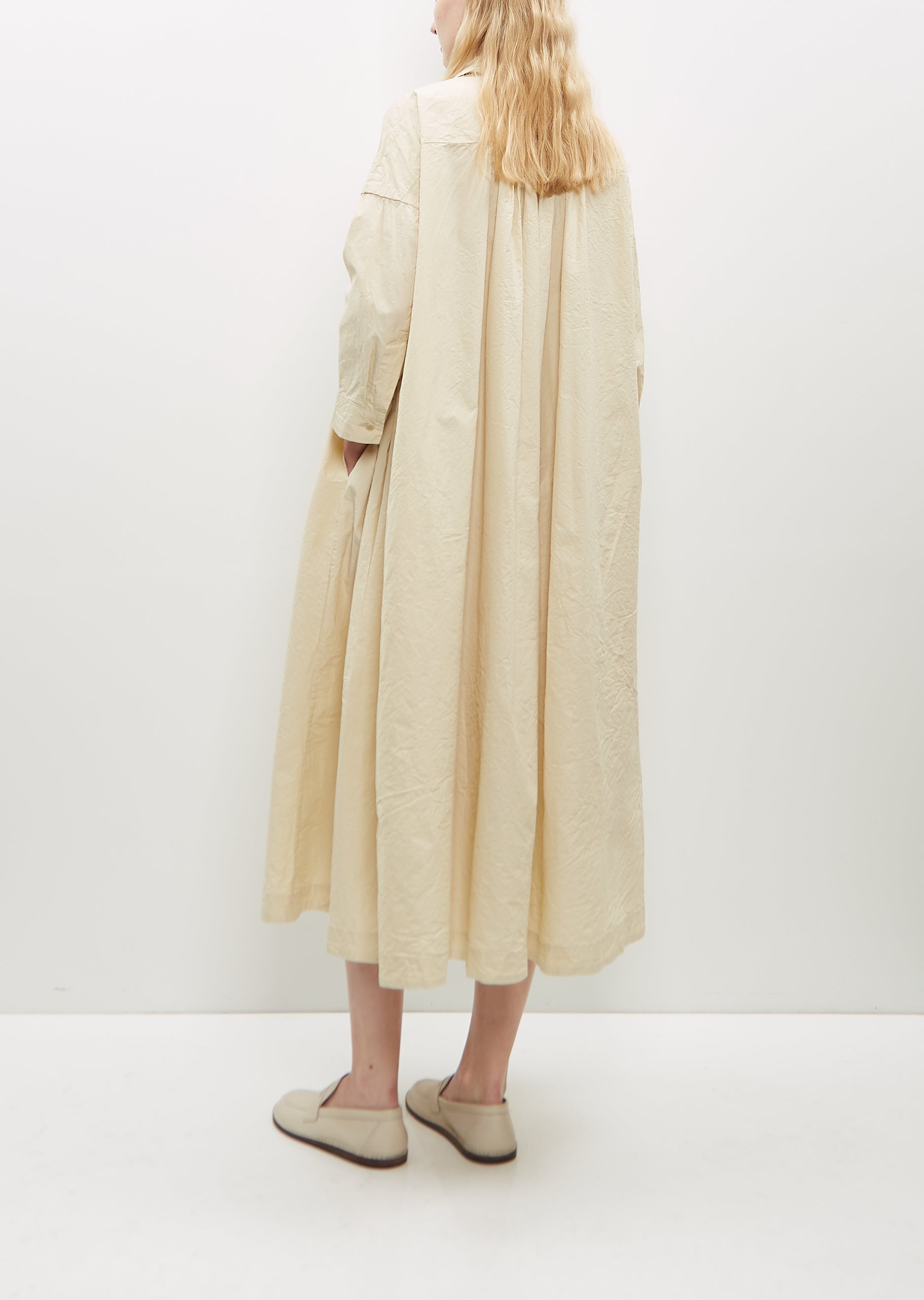 Shop Casey Casey Calme Cotton-silk Dress In Ecru