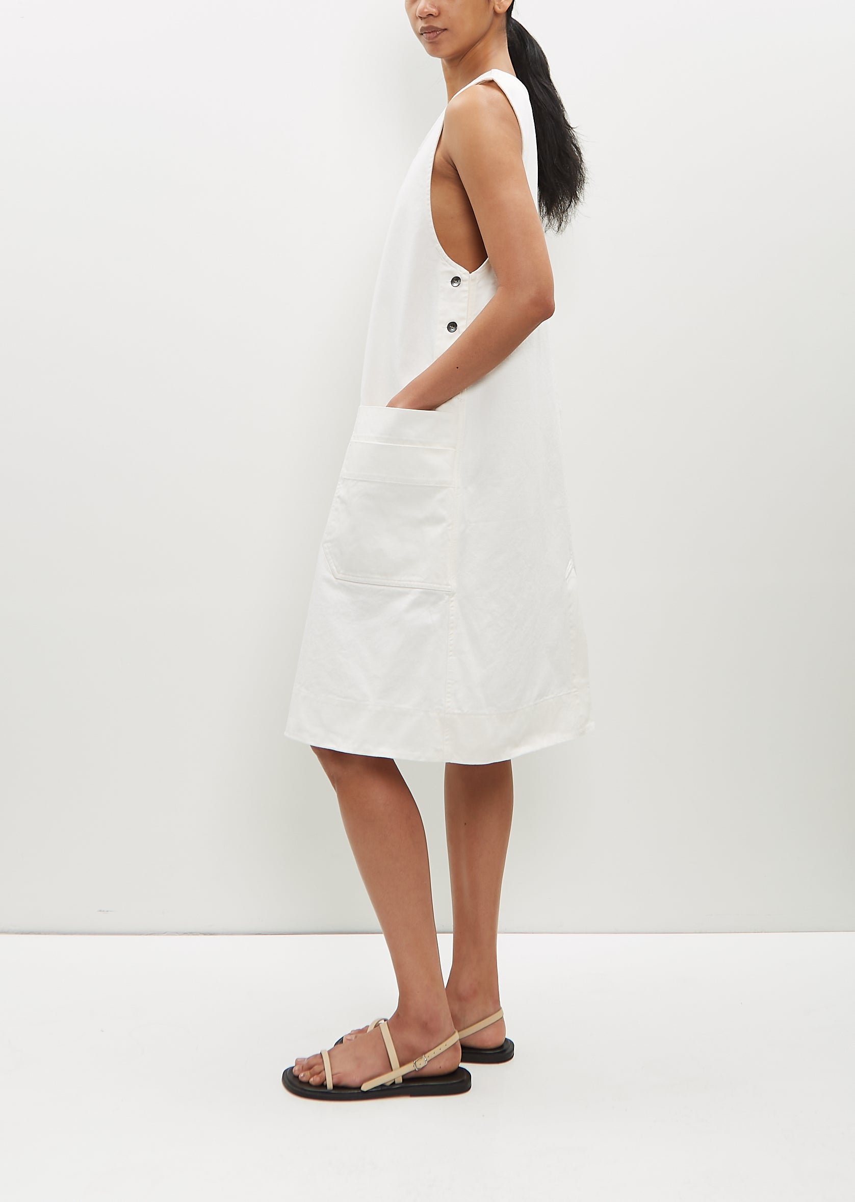 Shop Mhl By Margaret Howell Apron Dress In Off White