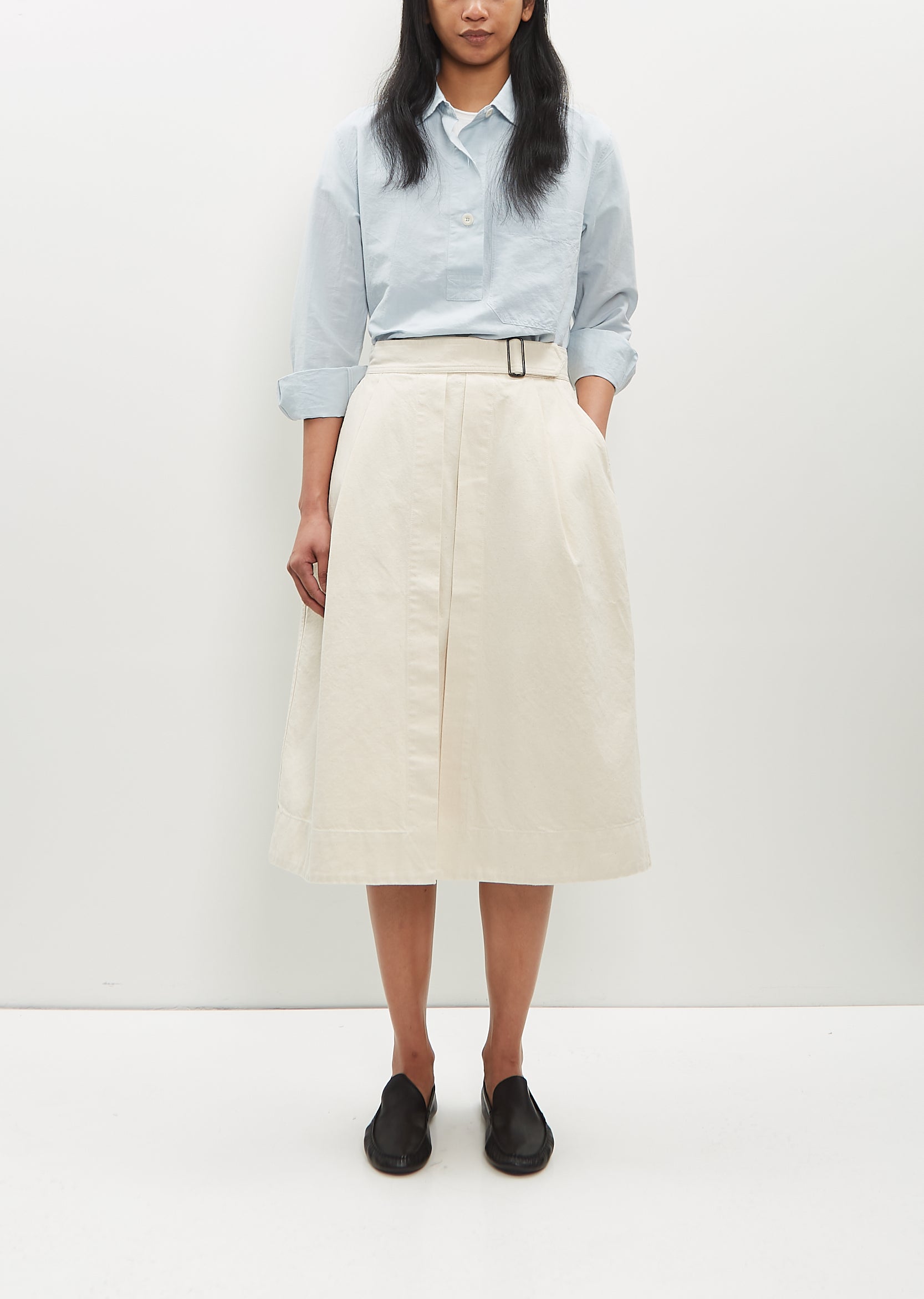 Shop Mhl By Margaret Howell Cinch Waist Skirt In White