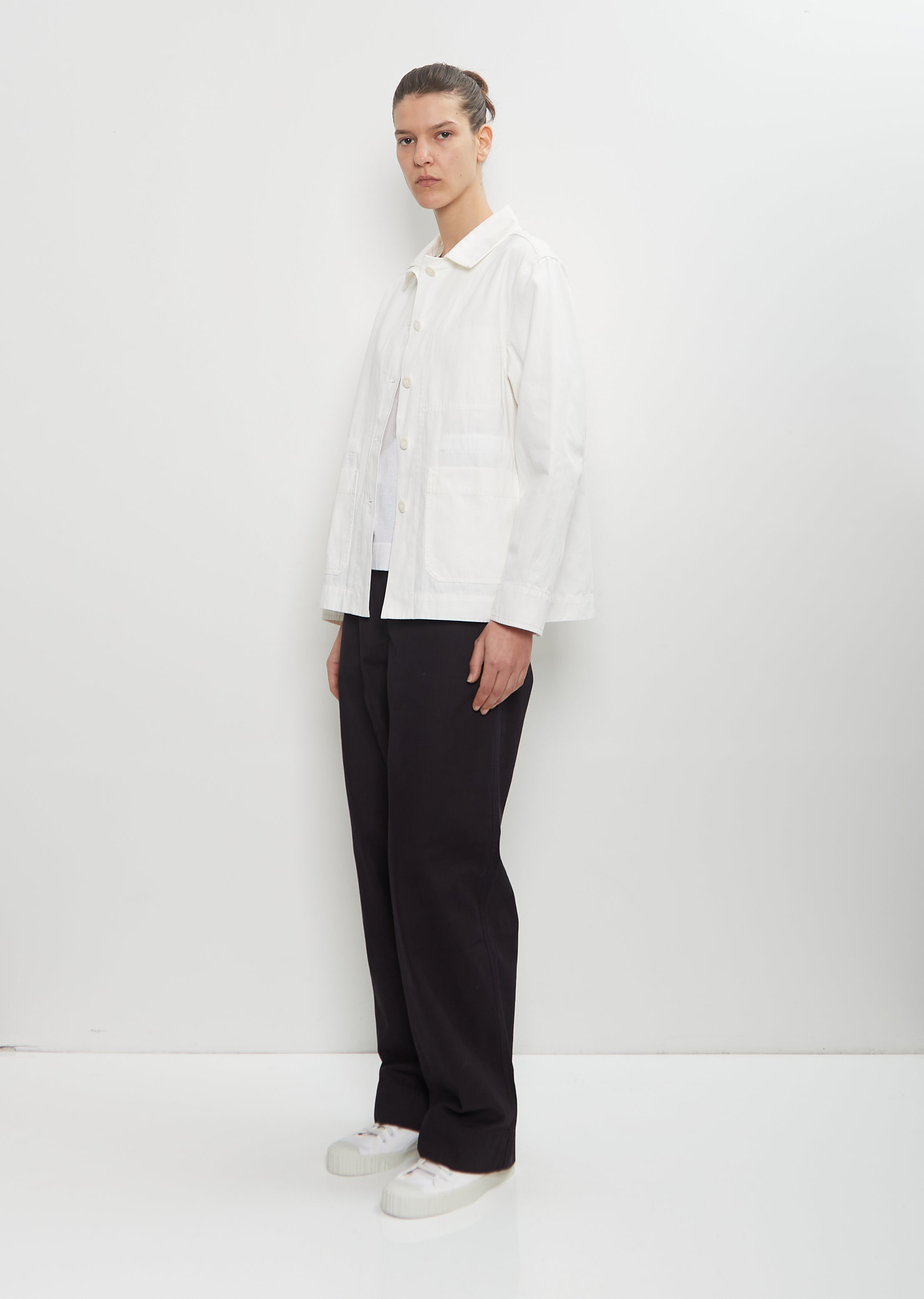 Mhl By Margaret Howell Cotton Linen Worker Jacket In Off White