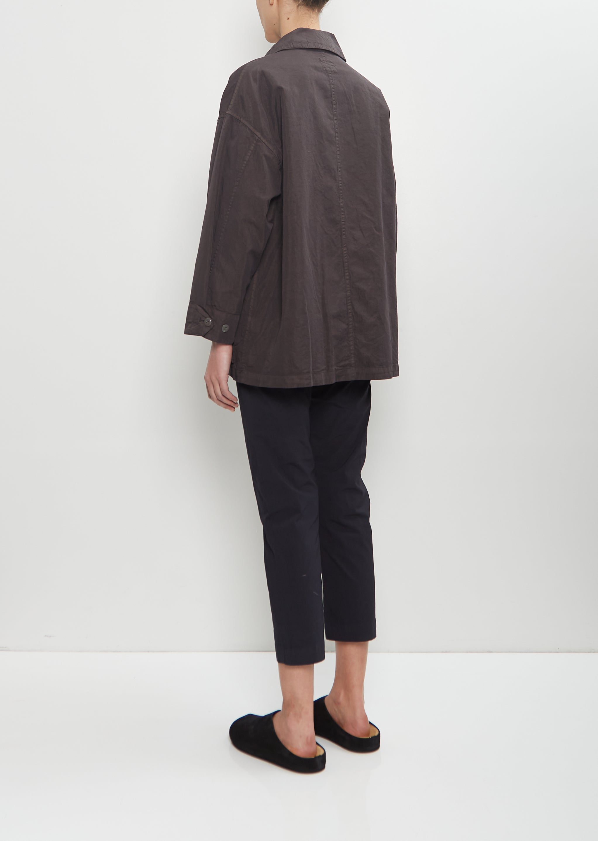Toujours Cotton Blend Coverall Jacket In Charcoal Brown