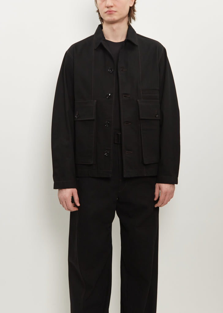 LEMAIRE Black Funnel Neck Jacket