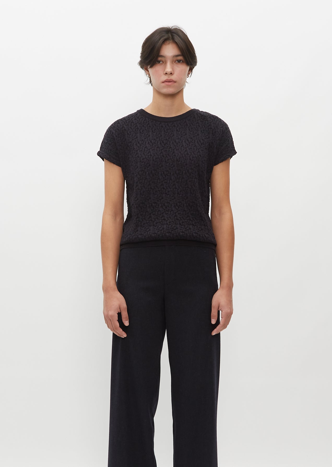 Stephan Schneider Gravity Wool & Cotton Knit Top In Black