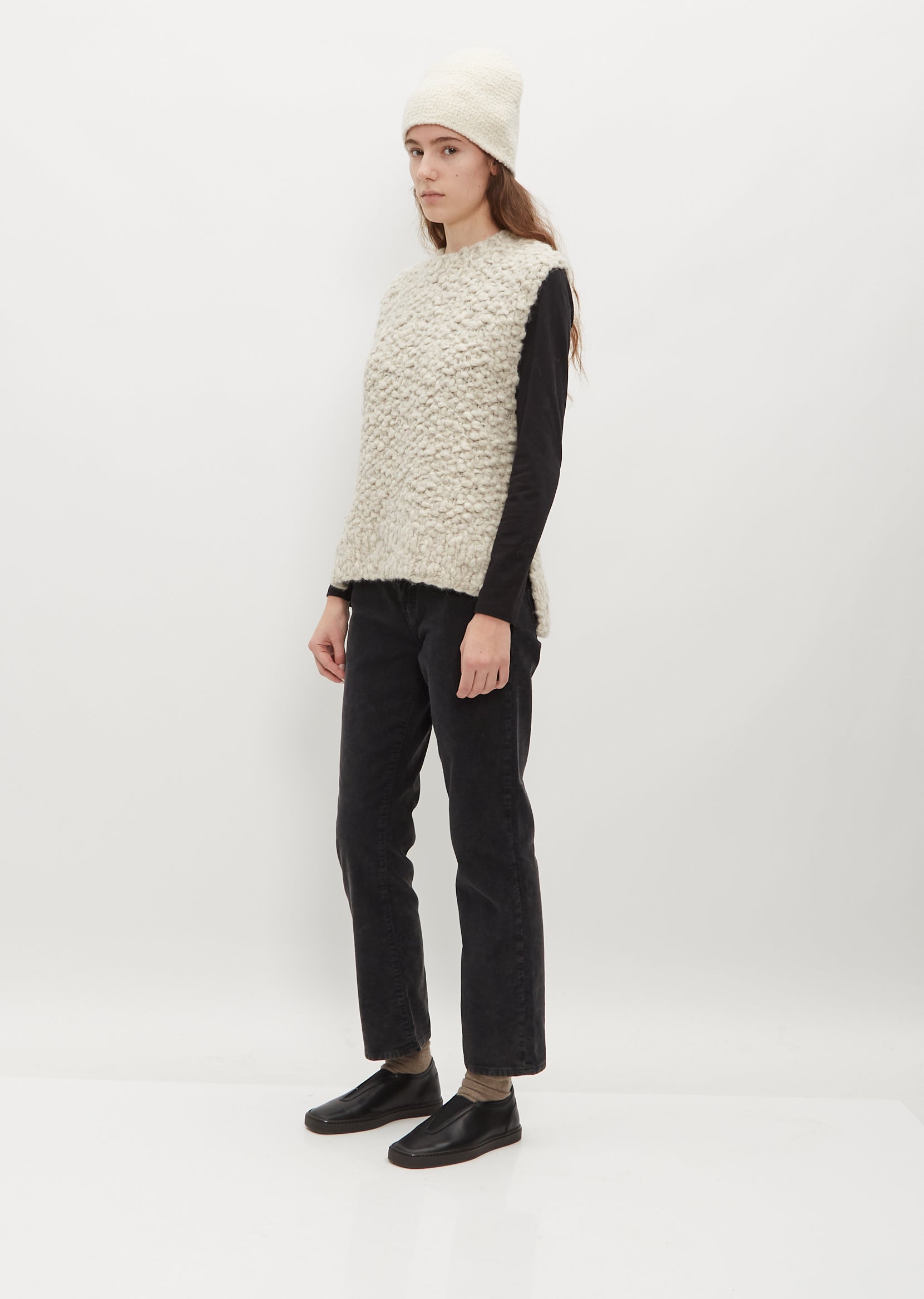 Shop Lauren Manoogian Crochet Toque In Raw White