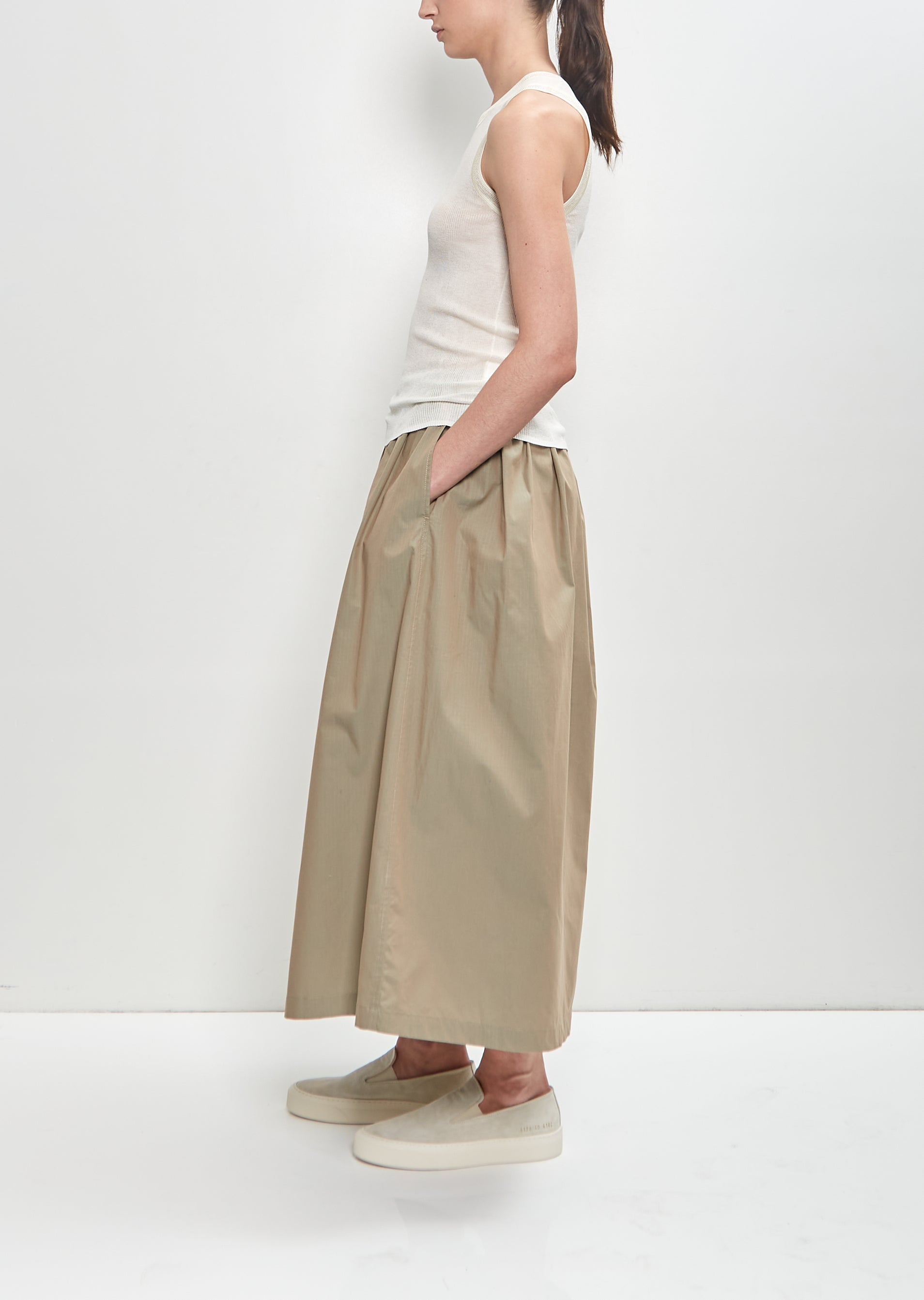 6397 Cotton Pull-on Skirt In Iridescent Army