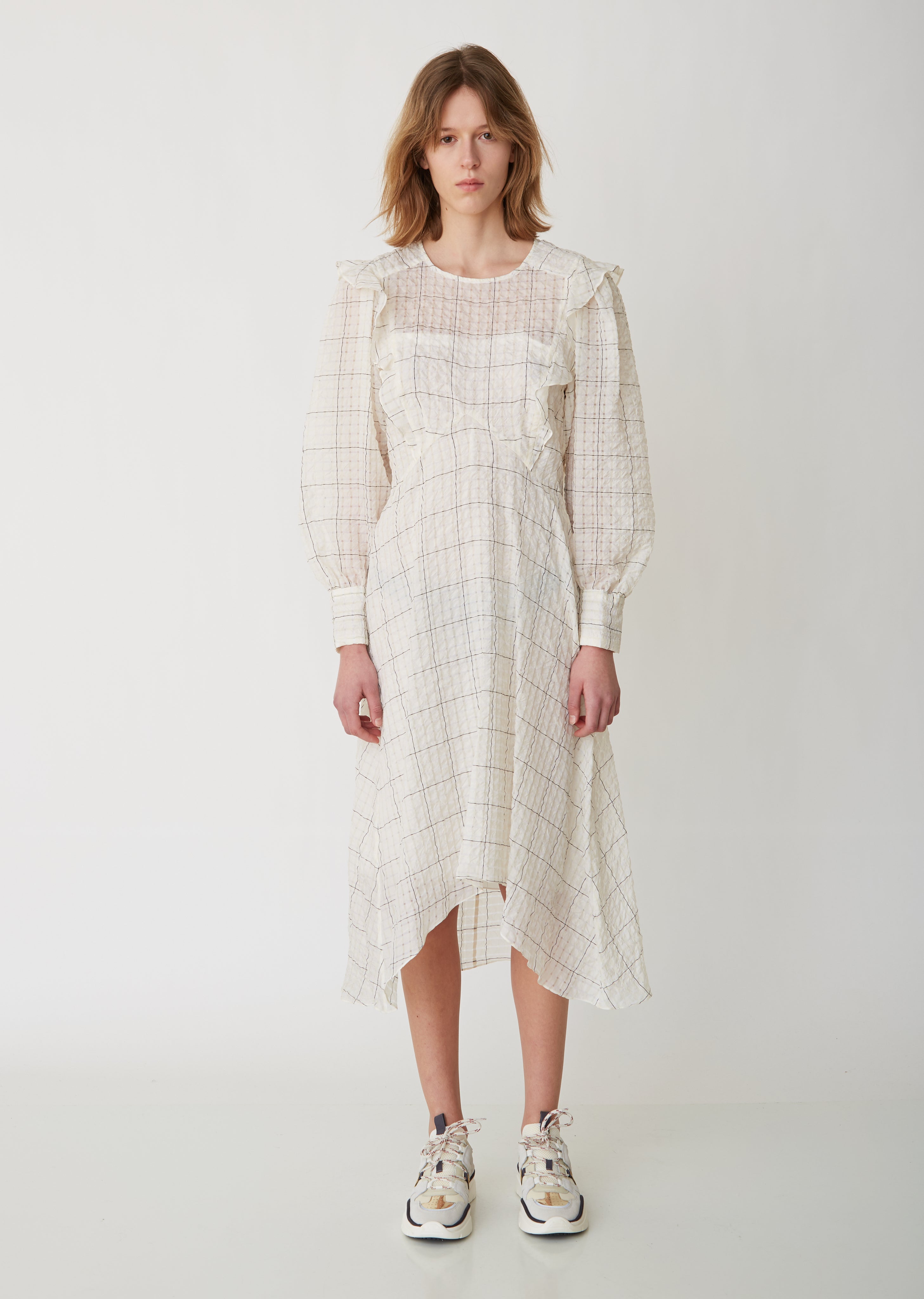 ハーリップトゥSplit Ruffled Check Organza Dress | veganutris.com.br