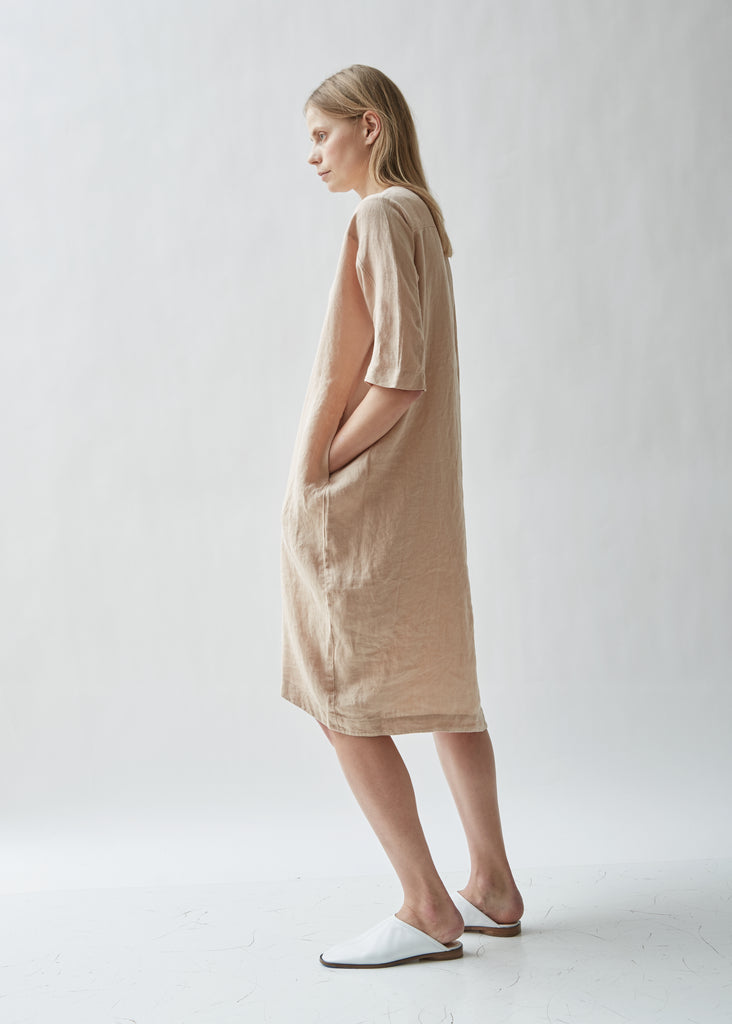Scallion Short Sleeve Linen Dress – La Garçonne