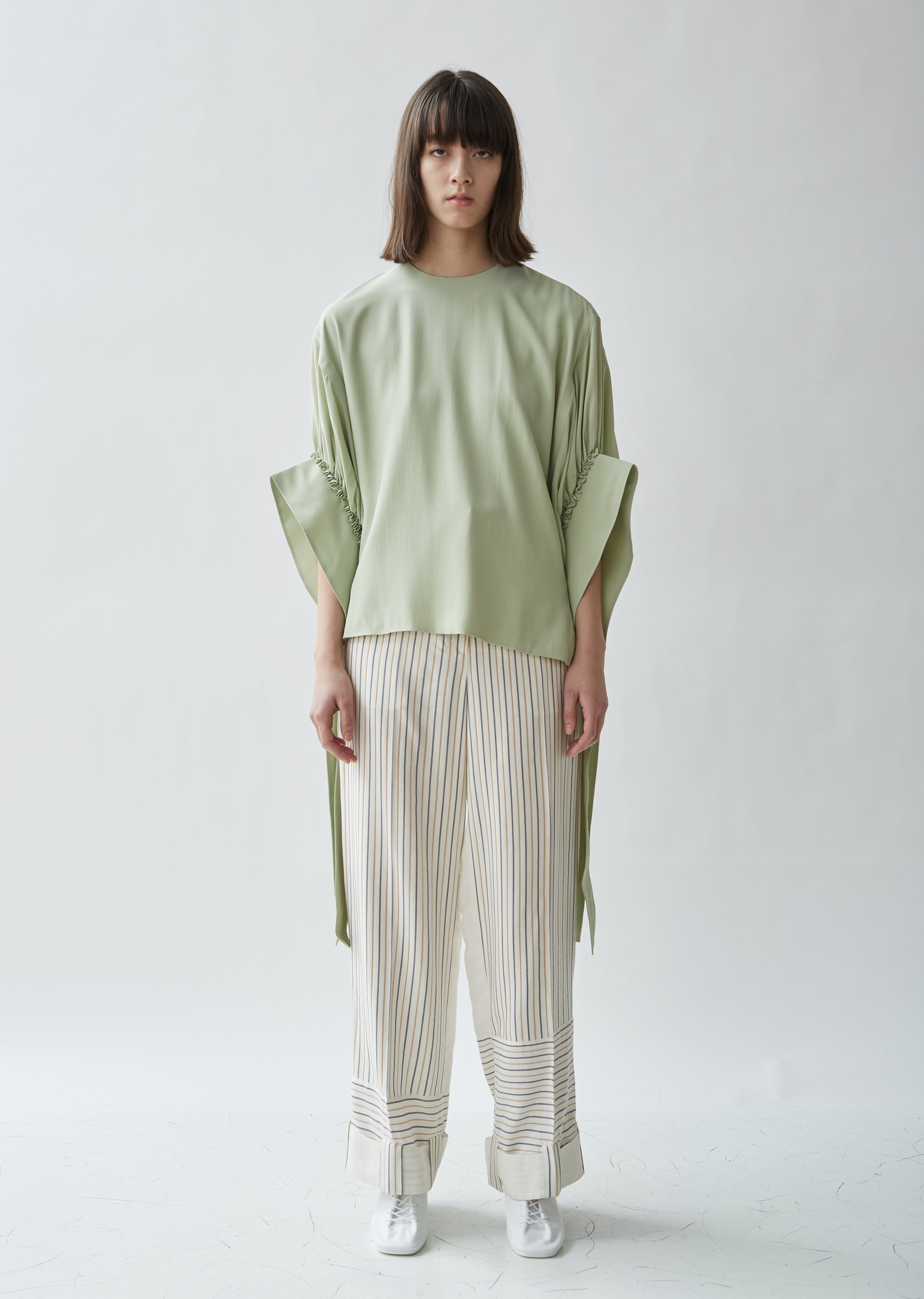 Exaggerated Ruched Sleeve Top – La Garçonne