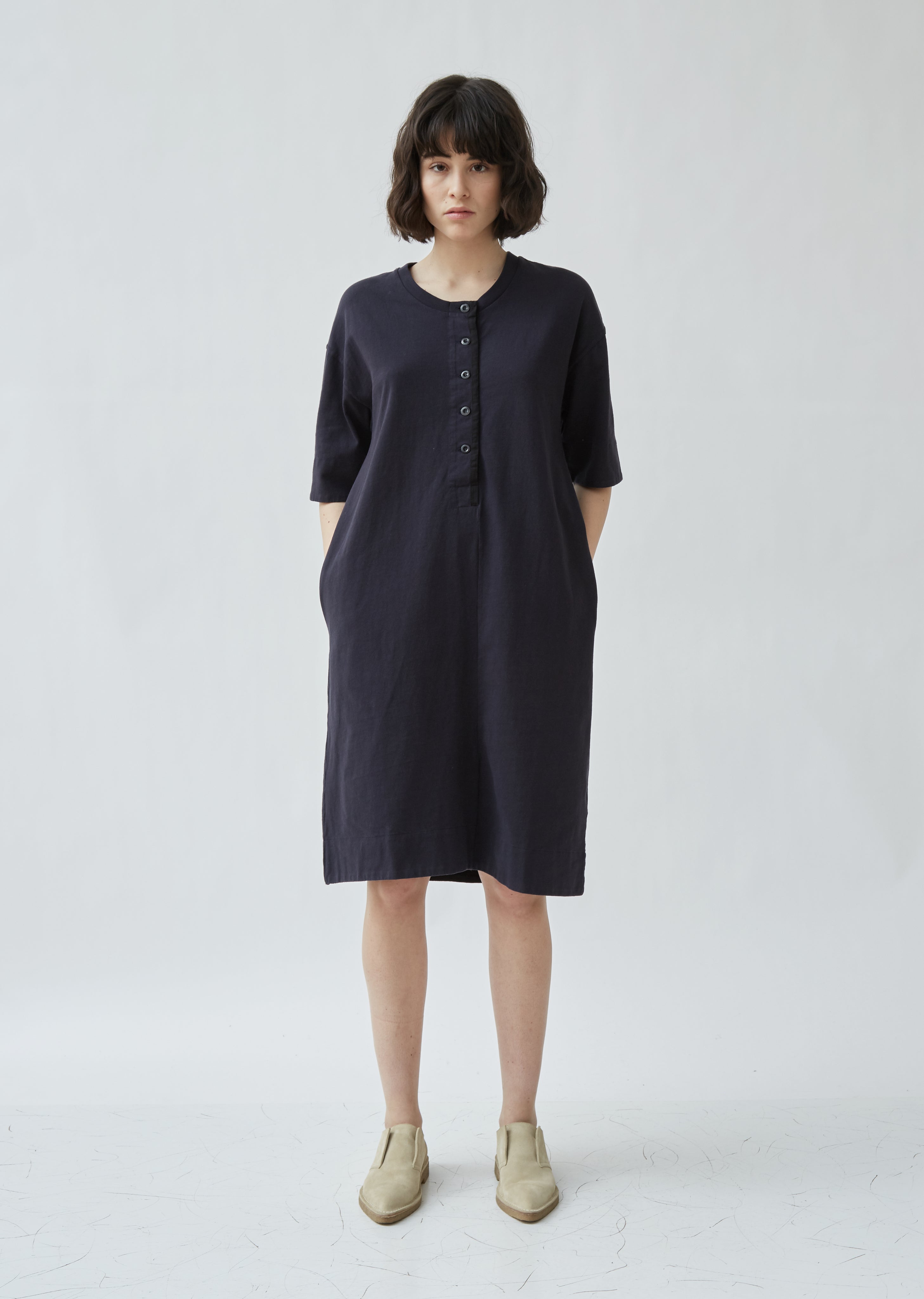 cotton button front dress