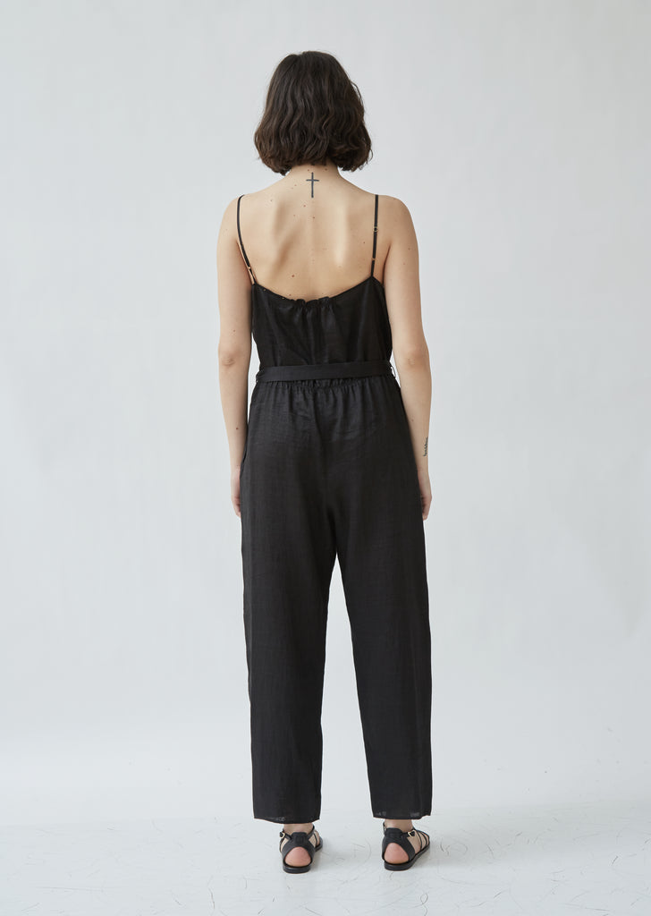 Linen Shantung Canvas Jumpsuit – La Garçonne