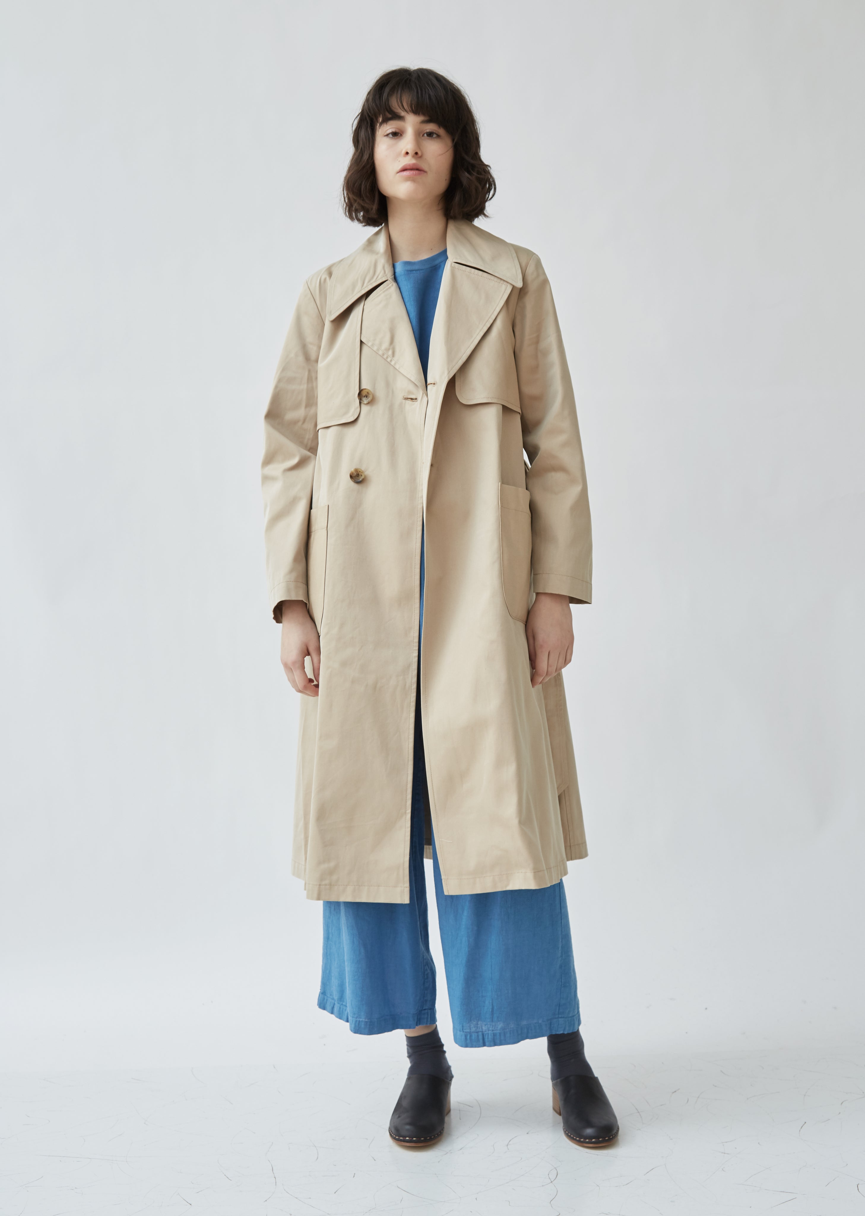 Iridescent Twill Double Breasted Trench – La Garçonne