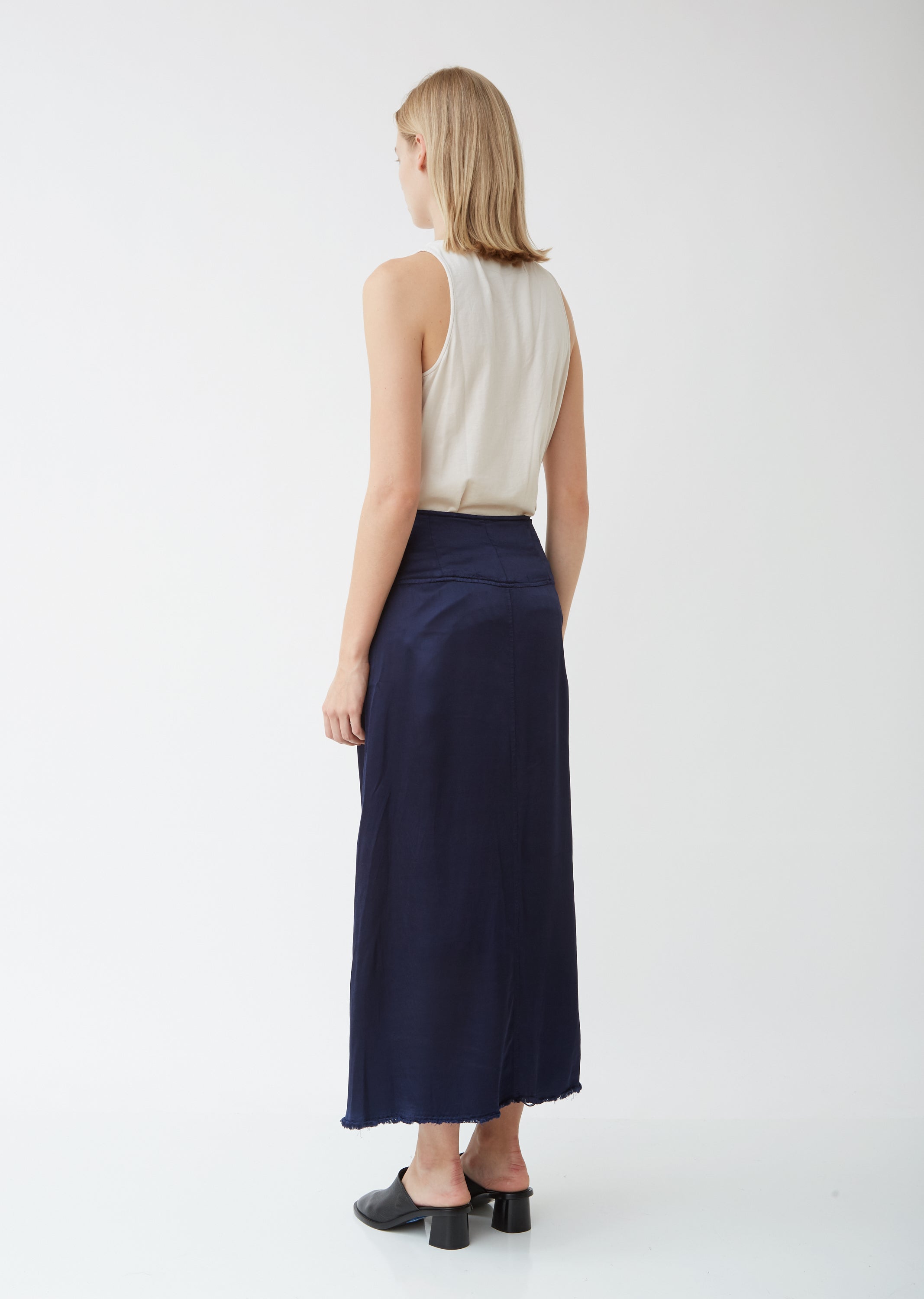 Pebble Satin Button Front Skirt – La Garçonne