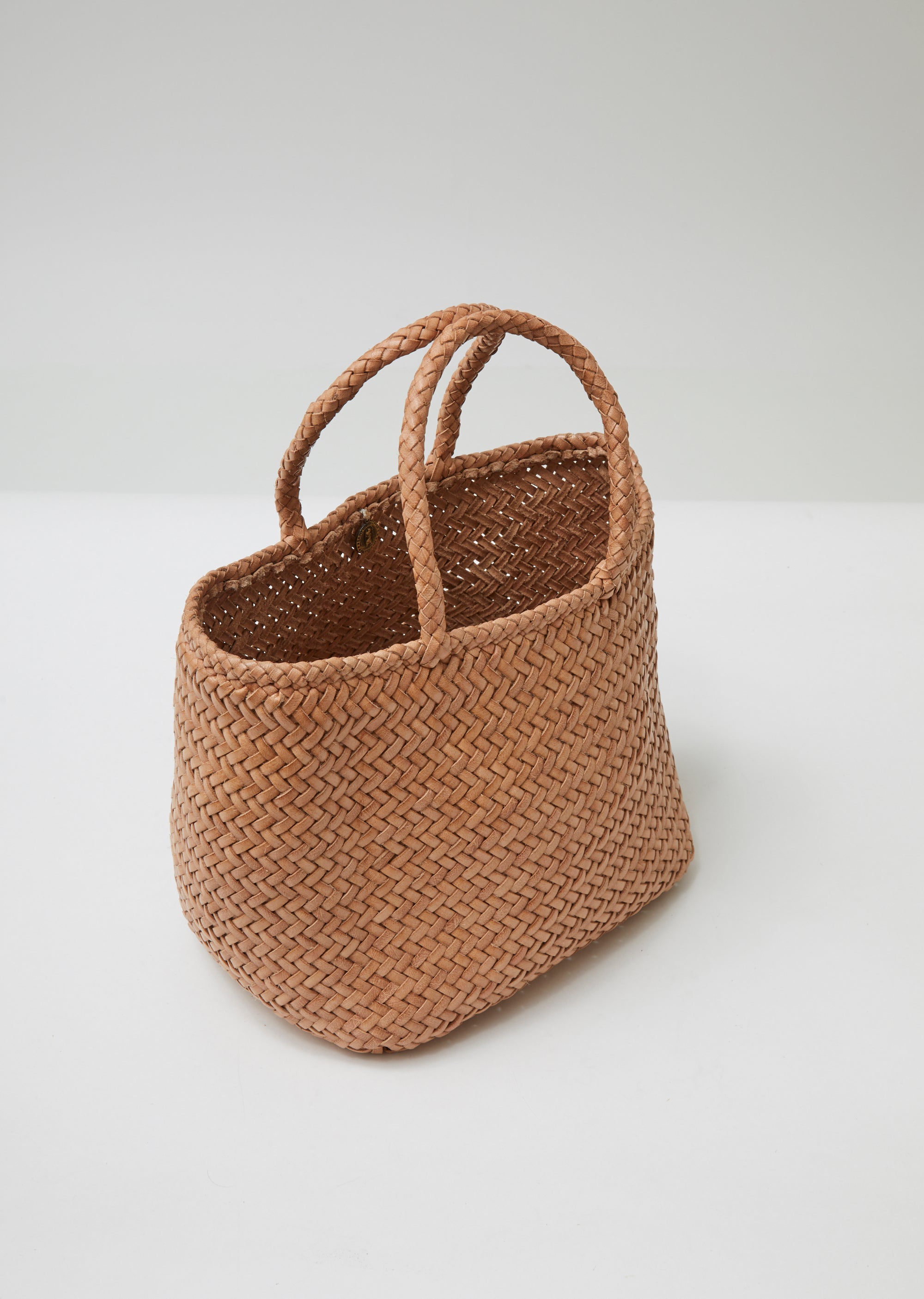 woven leather basket bag