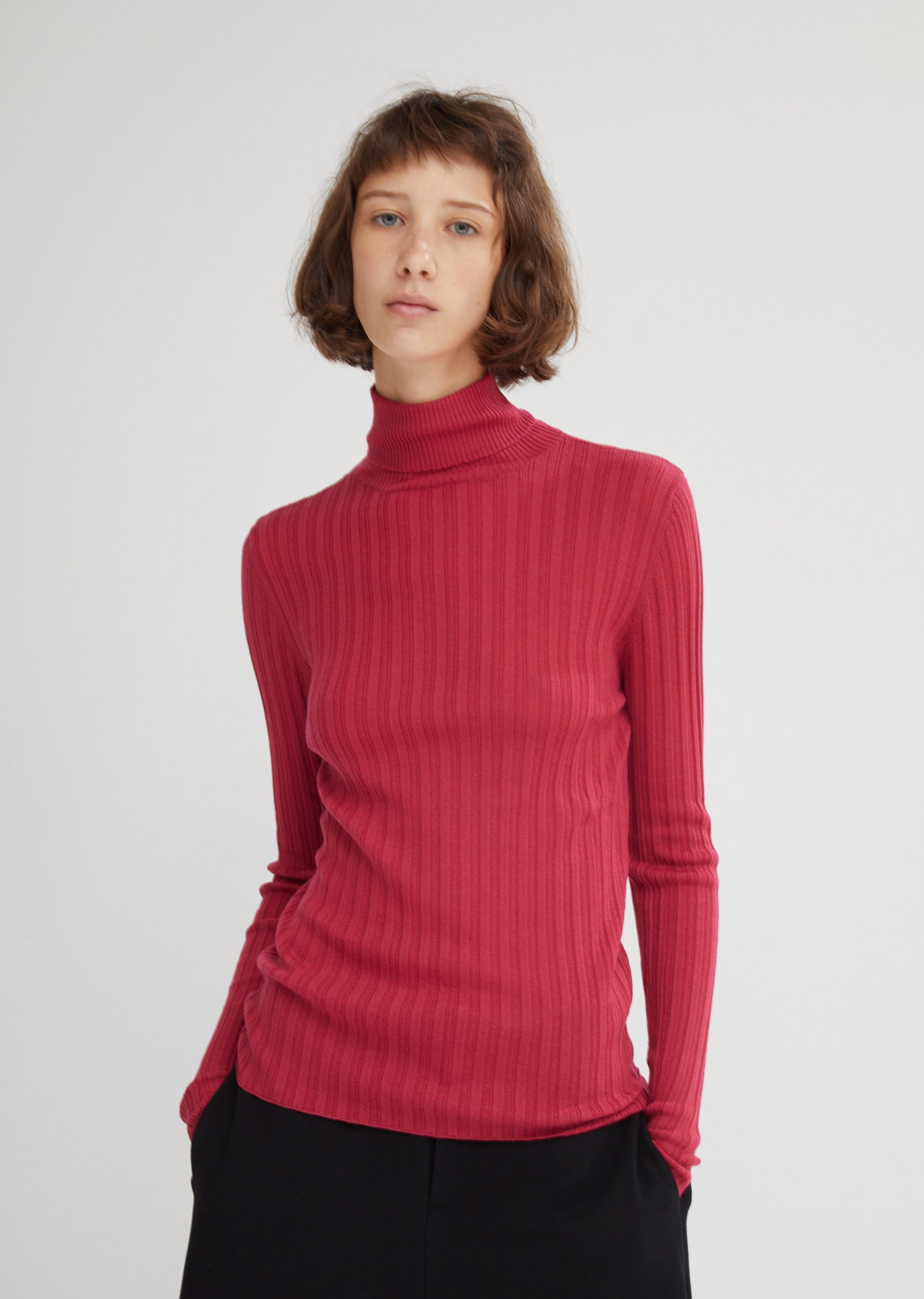 Ribbed Turtleneck Sweater by Sara Lanzi- La Garçonne