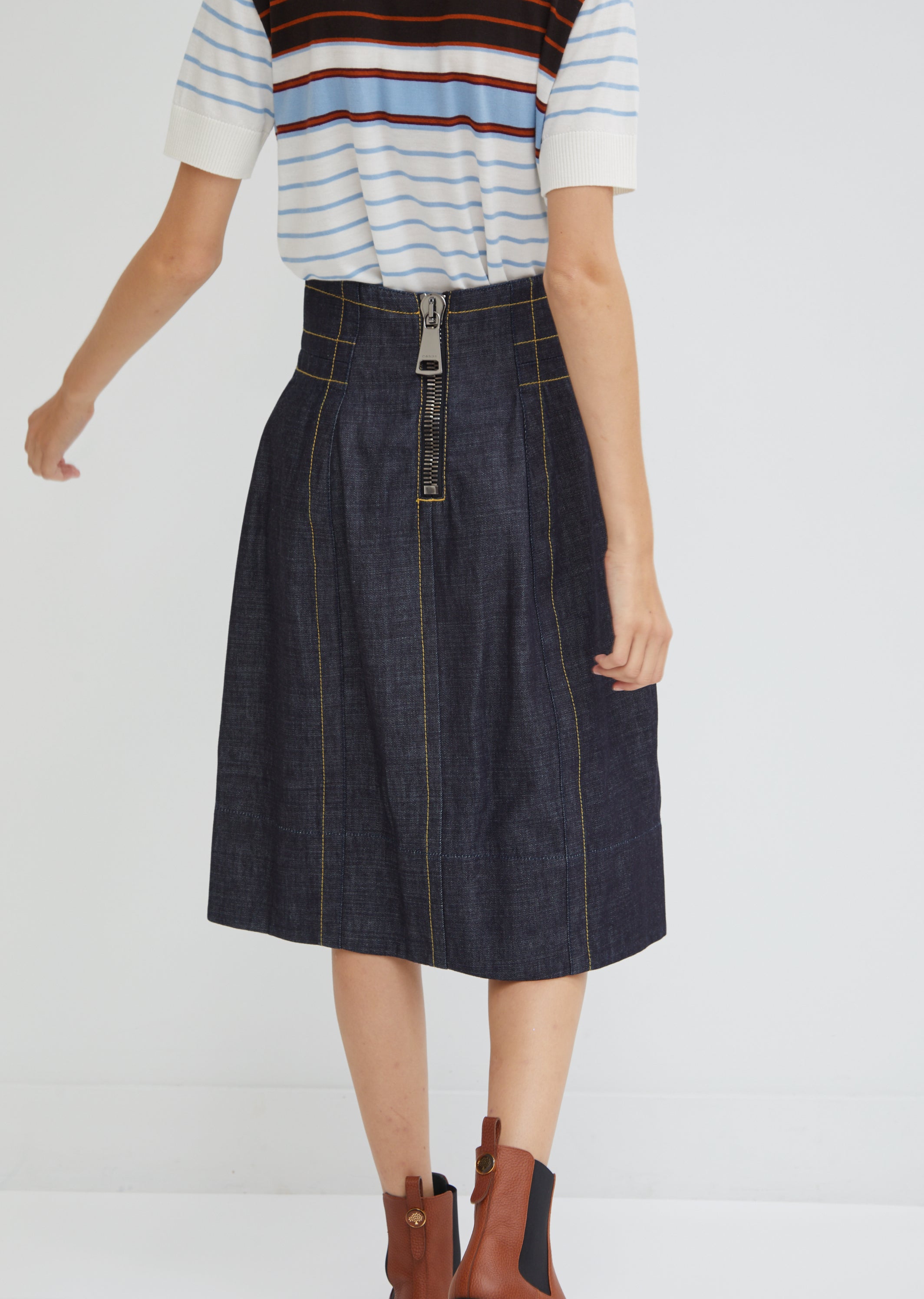 Denim Highwaisted Midi Skirt by Marni- La Garçonne