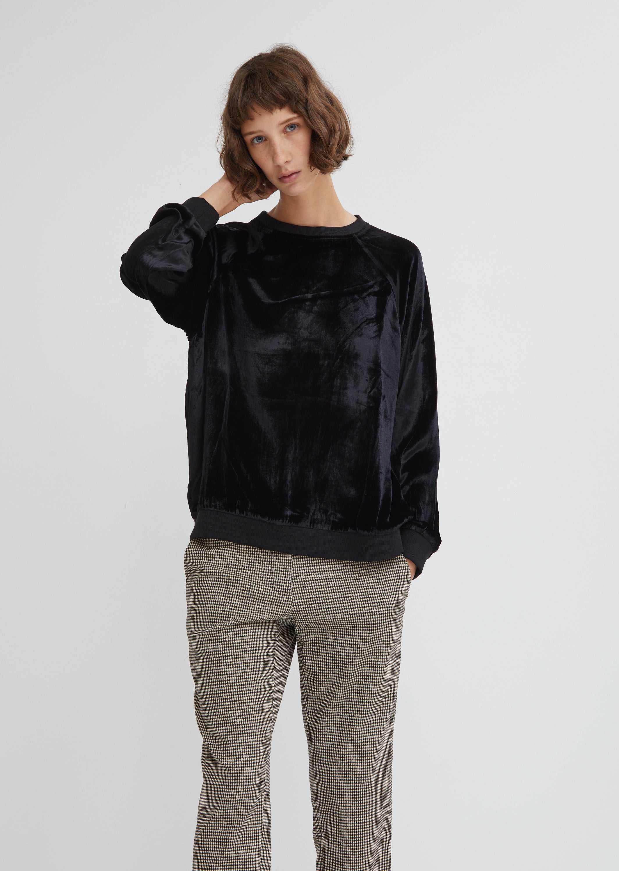 crushed velvet sweatshirt