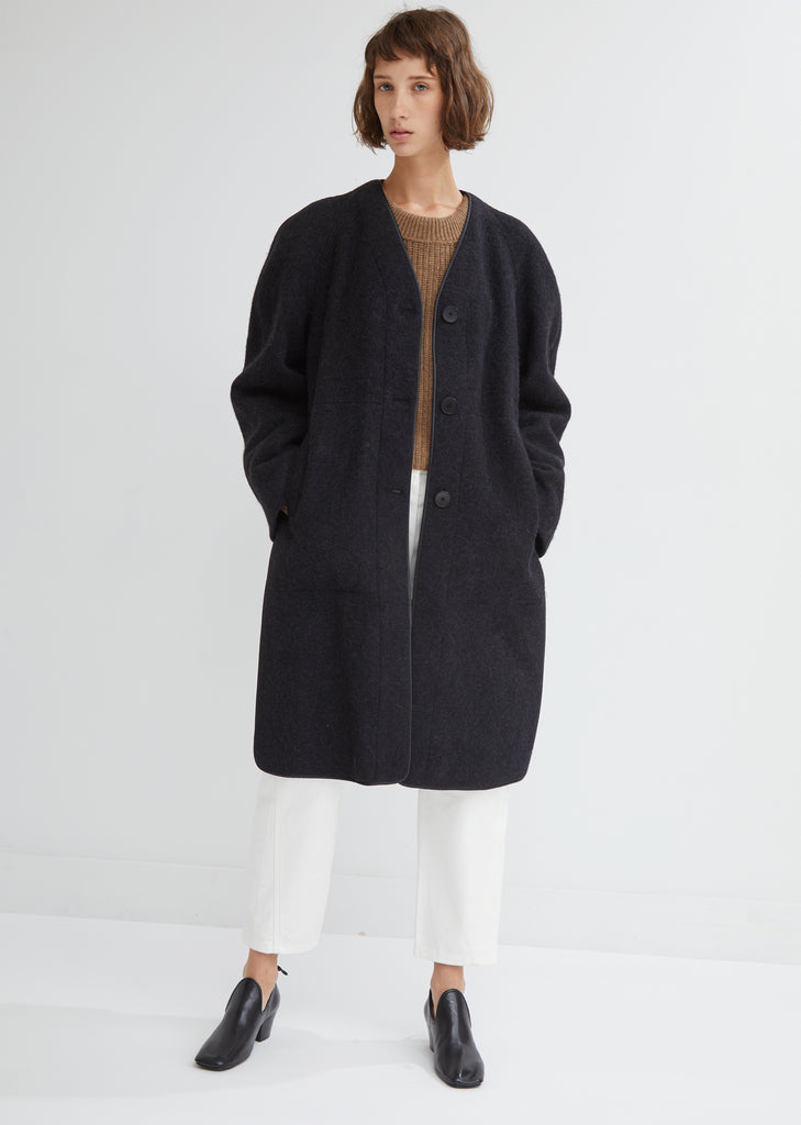Soft Wool & Alpaca Melton Coat by Lemaire- La Garçonne